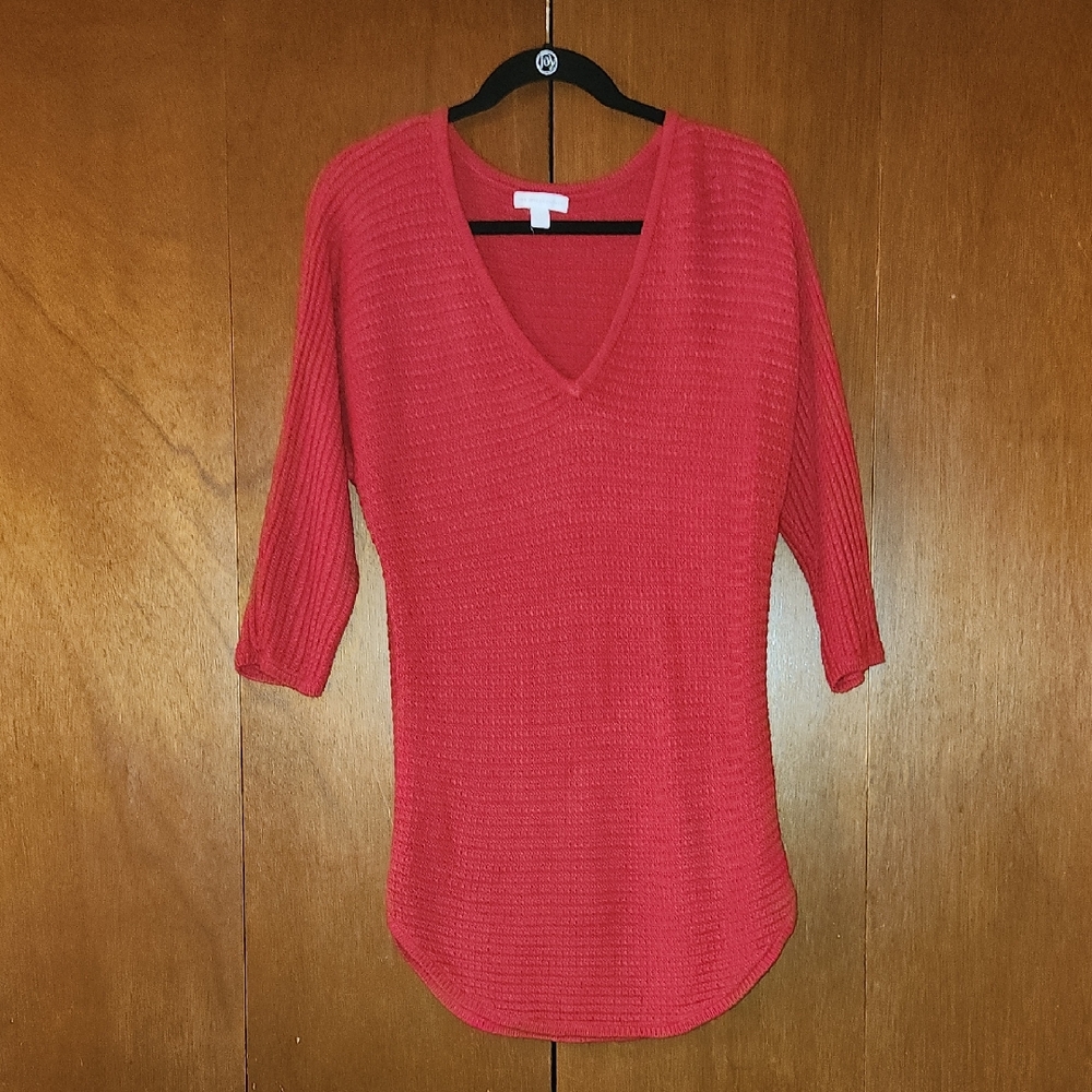 New York & Company Red V-Neck Sweater